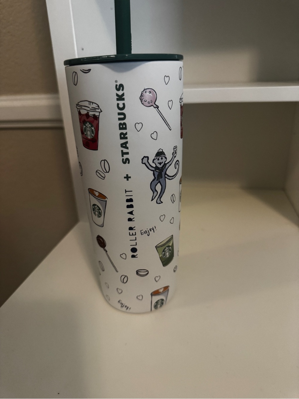 Roller Rabbit x Starbucks White Illustrated Stainless Tumbler